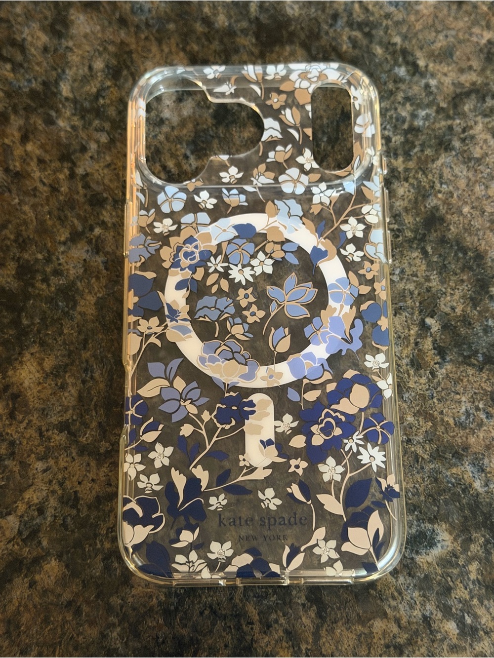 kate spade Clear Floral Phone Case in Blue and Cream 17 Pro Max